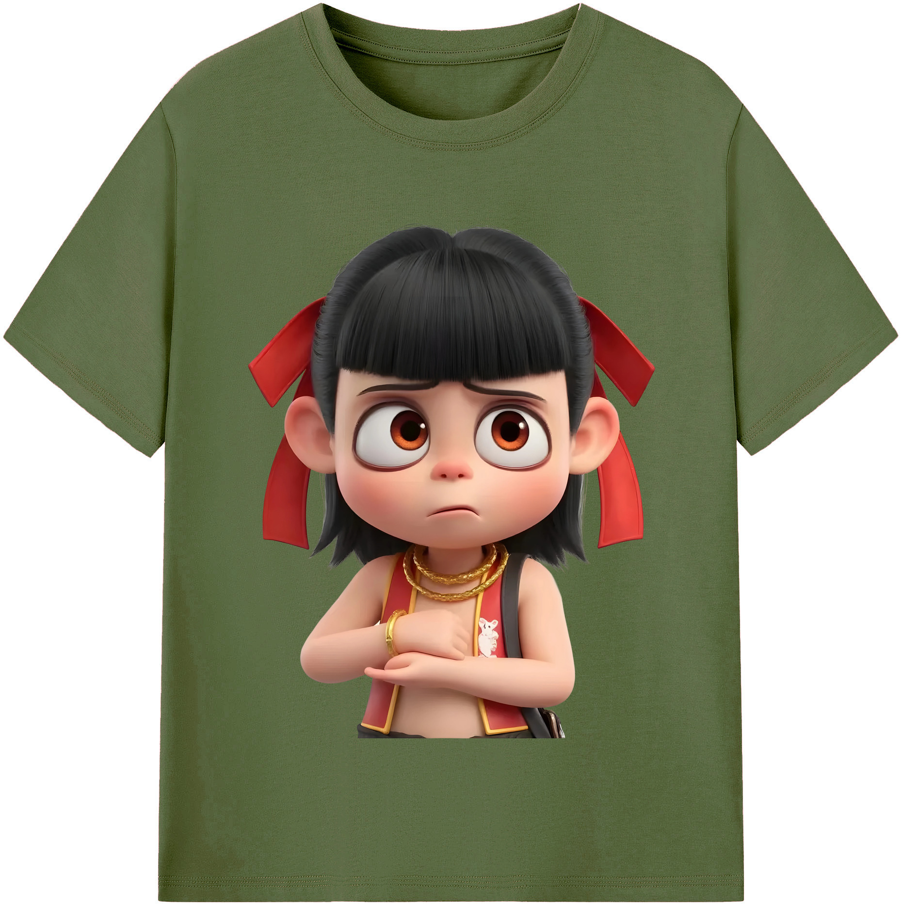 （画像用） Ne Zha 2 ナタ 魔童の大暴れ 綿100％半袖Tシャツ（フロントプリント）